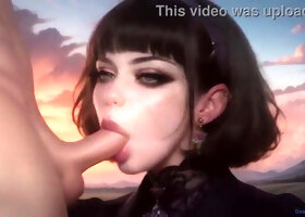 Packing a dark-haired cumslut’s facehole (AI)