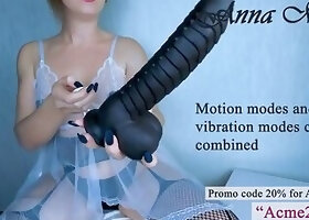 I ride and twerk my tight ass on a thick ribbed dildo and fill it with juice Anna Mole