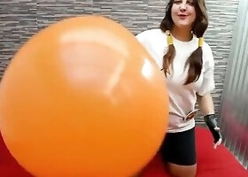 Videl From Dbz Blow and Ride a 36inch Big Balloon - Bunny Looner