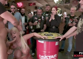 Busty Latina public assfucked and poured with cum and drink