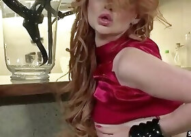 Nymphomaniac Ginger Redhead Tara White seduce Boy to crazy Femdom Fuck with Strapon on his Face