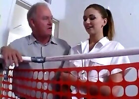 Busty young babysitter with great ass takes off diaper from horny dude and rides his big hard cock
