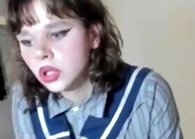 Tranny amateur solo big tits masturbates in high def