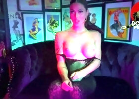 Tattood shemale tranny plays with ass during masturbation