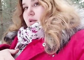 POV Facial Sexy student sucks cock in the park and plays with cum on her big tits and cute face