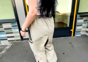 Ran into a girl I know at the bus stop and eat her out