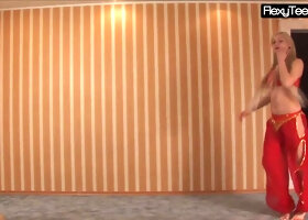 Sexy belly dancer in a red dress